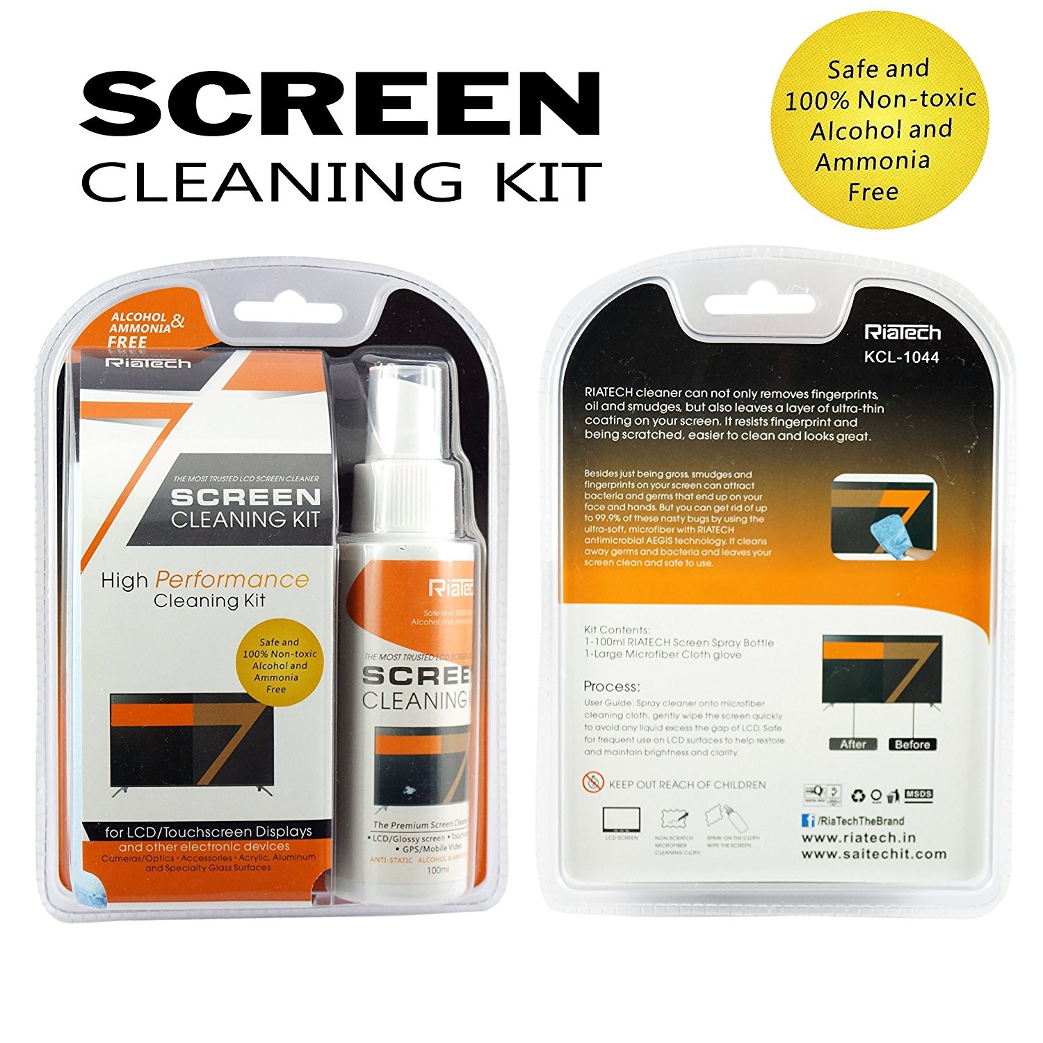 RiaTech® Screen Cleaner Kit - Best for LED & LCD TV, Computer Monitor, Laptop, and iPad Screens (KCL 1044)