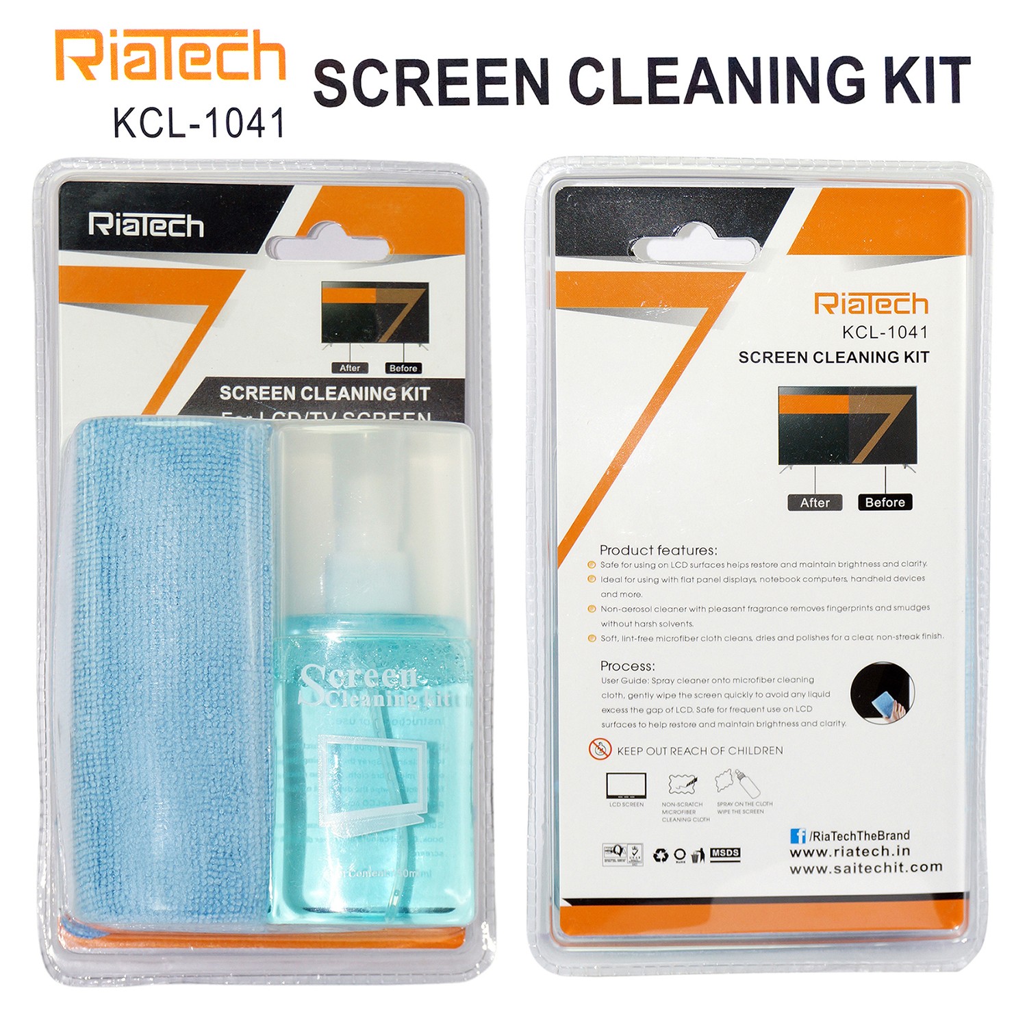 RiaTech® Multi-Purpose Cleaning Kit for Computers|Laptops|Mobiles|LCD|LED-TV Screens & Keyboard | Oleophobic Coating Protection (KCL 1041)